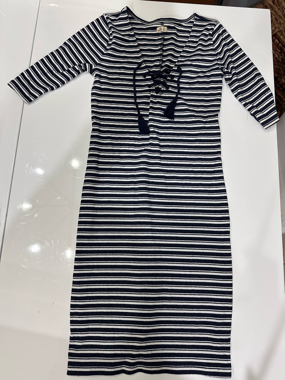 Hollister Striped Lace-Up Bodycon Dress - Size XS (Like New)